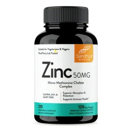 Sandhus Zinc, Quelato De Monometionina 50 Mg 120 Caps Sabor Sin Sabor