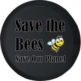 Funny Spare Tire Wheel Cover for Camper SUV Trailer Truck RV JP Thick PVC Leather | Save The Bees Save Our Planet Black 31 Inch