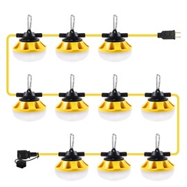 Alitamei 100FT LED Construction String Lights, 100W Bright Work Lights with 10 E26 Medium Base Sockets, Indoor/Outdoor Decor, Warm White