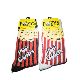 Foozys Women’s Crew Socks | Cute Popcorn Food & Drink Novelty Socks | 2 Pair