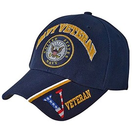 U.S. Navy Veteran Baseball Cap Naval Embroidered Blue Hat