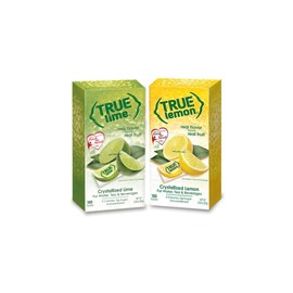 True Lemon & Lime 100ct Dispensers, 0 Calorie Drink Mix Packets For Water, Sugar-Free Citrus Flavouring Powder Packets, Water Flavour Packets Made with Real Citrus (1 x 100ct each flavour)