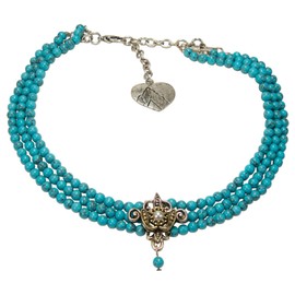 Alpenflüstern Lea Traditional Pearl Choker Necklace – Nostalgic Costume Necklace, Elegant Women's Costume Jewellery, Dirndl Necklace in Black and Cream-White DHK236, 15% metal alloy, 5% iron, 5%