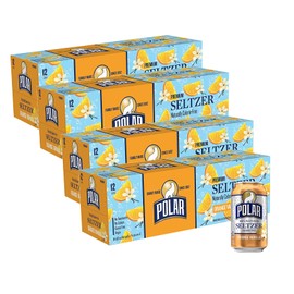 Polar Seltzer Water Orange Vanilla 100% Natural Sparkling Soda Beverage Soft Drink Cans - 4 Cases (48 Pack)