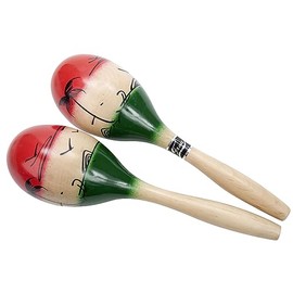 Fame Maracas Shaker, Wood, Multicoloured, Robust, Durable, Clear Sound, Comfortable Handle, Ideal for Children and Beginners, Pack of 2