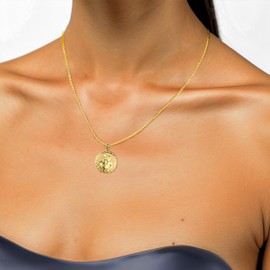 PASCAL 18K Gold Vermeil Zodiac Constellation Horoscope Necklace 16-18" (Aquarius, Gold)
