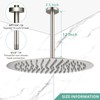 Voolan Shower Arm with Flange, Ceiling Mounted Fixed Shower Pipe,