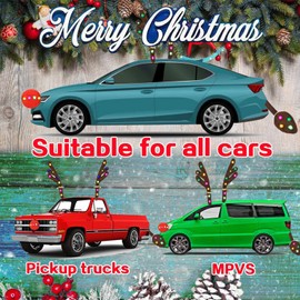 Christmas Rudolph Reindeer Vehicle Car Kit, Car Reindeer Antlers & Nose Decorations, Antlers Car Kit,Antler Decor with Jingle Bells Red Nose and Tail for Truck,Decorate Any Vehicle.