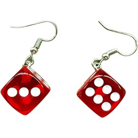 1 Pair Red Iumer Women Dice Earrings Disco Dancing Earrings Punk Funny Geometric 3D Dice Drop Dangle Earrings Party Jewelry,Earrings,Jewelry