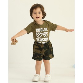 NZRVAWS Baby Boy Clothes Cooler Version of Dad Newborn Romper Camo Summer Spring Camo Shorts Set Infant Outfits Clothing 3PC Green