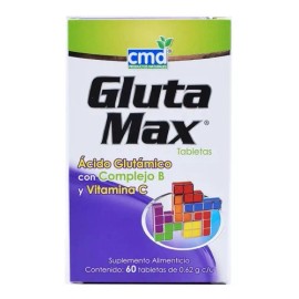 Glutamax 60 Tab .62g Cu Acido Glutamico Con Complejo B Y Vi Sabor Sin Sabor                                                                           