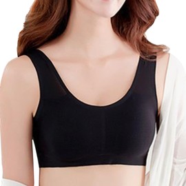 Dress Cici Black Wireless Seamless Bra for Women, Stretchy, Soft, Comfort Everyday Bra Asia Size L
