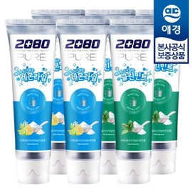 Aekyung 2080 Baking Soda Pure Toothpaste 120g x6 / 애경 2080 베이킹소다 퓨어 치약 120g x6개