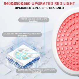 Red Light Lamp with Base, 940nm&850nm&660nm Infrared Light Lamps with Timer, 3-in-1 Chip & Gooseneck Adjustable Design, 100LED Red Light Lamp for Home Use