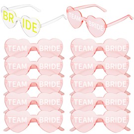 Tellegloww 12 Pcs Bride Glasses Set Pink Bachelorette Party White Heart Glasses Bride Accessories for Bachelorette Party Favors Bridal Shower Wedding Gifts