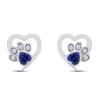 Heart and Round Cut Simulated Blue Sapphire Cat Puppy Paw