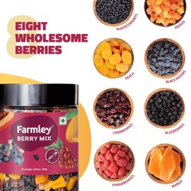 Farmley's Berry Mix | 8-in-1 Mixed Berries | Black Raisin, BlackCurrant, Peach, Papaya, Mango, Blueberry, Strawberry, Cranberry | 10.5 oz