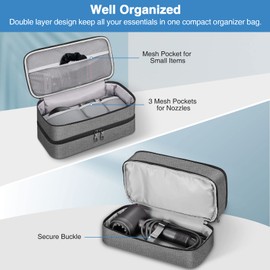 SITHON Travel Case for Shark FlexStyle/SpeedStyle Styler/HyperAir Dryer, Double-Layer Water Resistant Portable Storage Carrying Organizer Bag Compatible with Dyson Supersonic (Bag Only), Grey