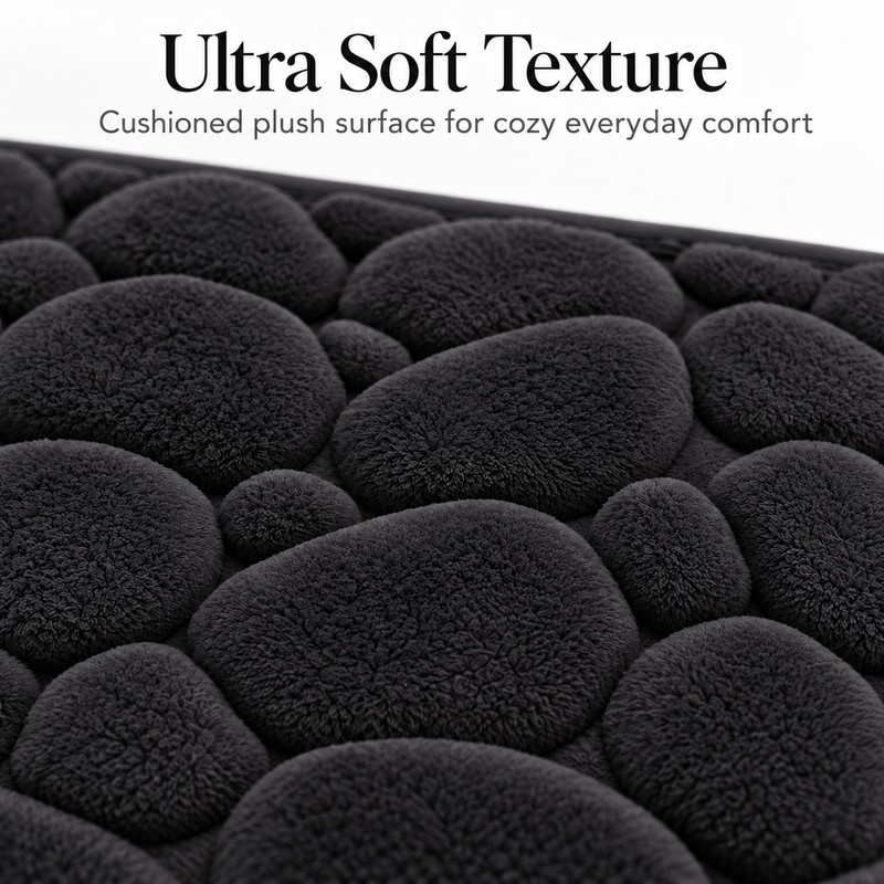 3D Cobblestone Embossed Bathroom Mat Quick Dry Absorbent Floor Rug