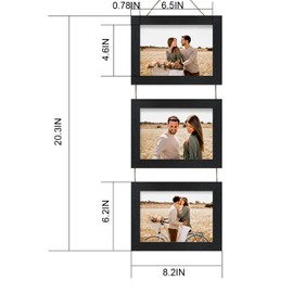 Rexllon 5x7 Wall Hanging Picture Frames Collage with 3 Opening Black Frames