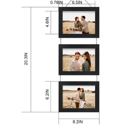 Rexllon 5x7 Wall Hanging Picture Frames Collage with 3 Opening Black Frames