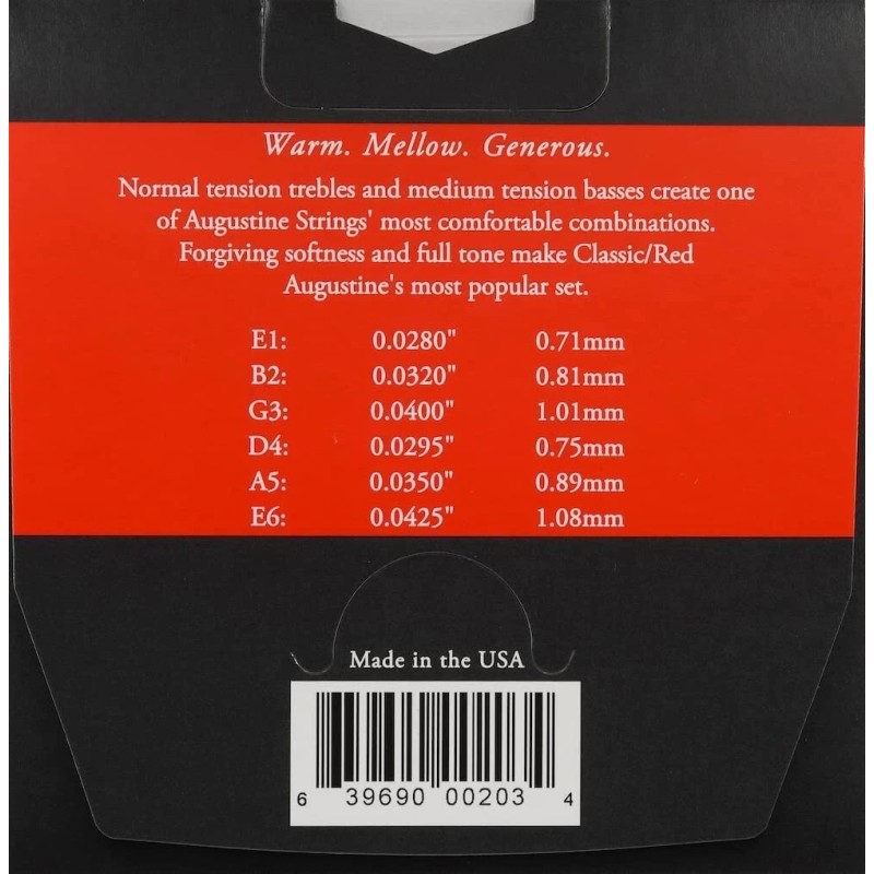 Augustine Red Medium Tension, Classical Guitar Strings (AUGREDSET)