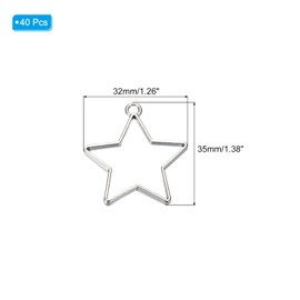 PATIKIL 40pcs Open Bezels, Pentagram Resin Bezels Pendants Star Open Back Bezel Alloy Hollow Frame Bulk for Resin Jewelry Making Earring Necklace, Silver Tone