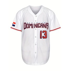 Wholesale Men's Dominican # 13 White Baseball Shirt - Classic Retro Design Baseball JerseySize: XXL, Color: White