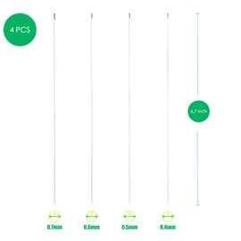 Xmada 4 PCS Beading Needles - 6.7 inches Clip-Style Beading Needles for Bead Spinner, 0.7mm Diameter, Efficient|Sturdy Beading Needles for Jewelry Making (4-Straight/0.4|0.5|0.6|0.7mm)