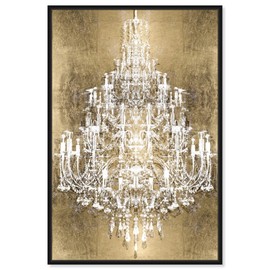 Fashion and Glam Framed Wall Art Canvas Prints 'Montecarlo Gold' Chandeliers