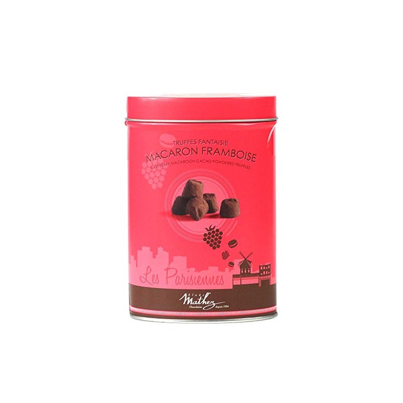 Mathez 'Les Parisiennes', French Chocolate Truffles with Raspberry Macaron Chips,