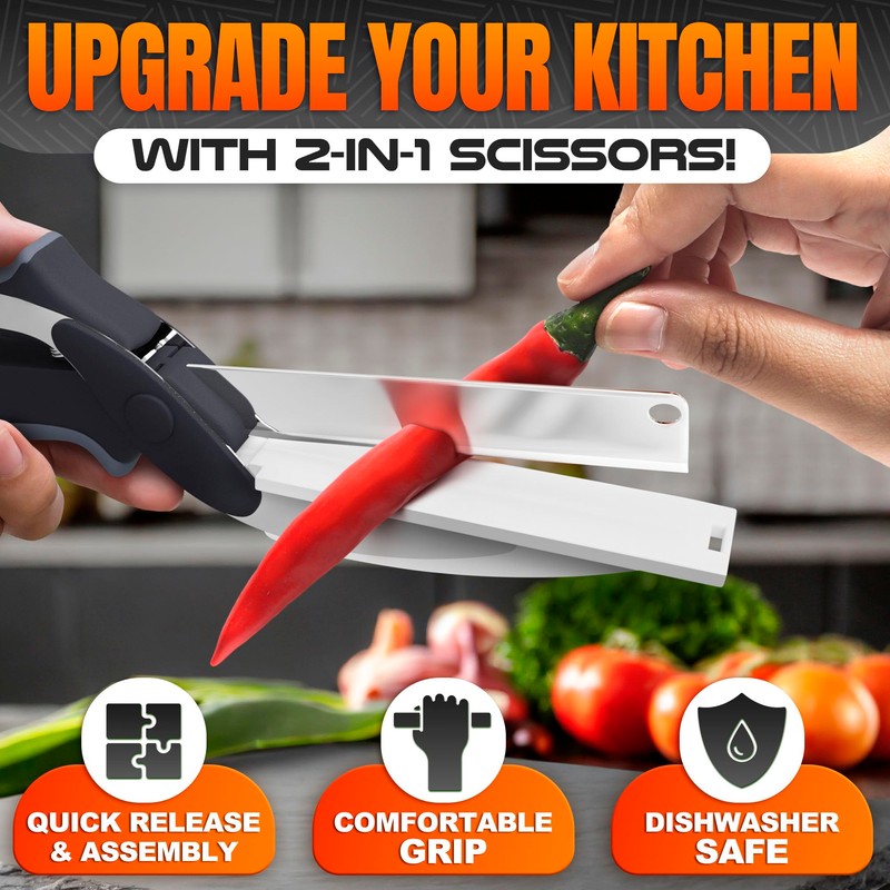 Cutting Board Scissors - 2 In 1 Kitchen Scissors with