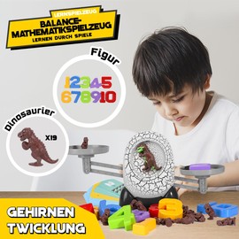 GILOBABY Educational Toy Maths Game, Montessori Toy for Children with Scales and Accessories, Educational Games Children's Toy Gift for Boys Girls from 3 Years (Dinosaur)