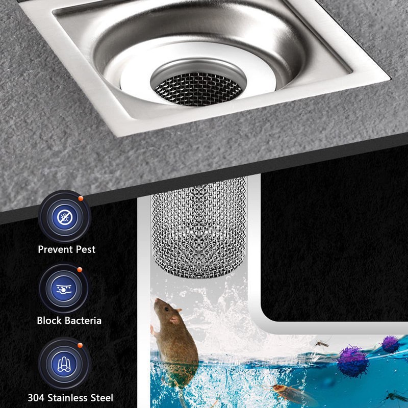 Resdenio Bathroom Sink Drain Strainer Stainless Steel, 2 Pack Floor