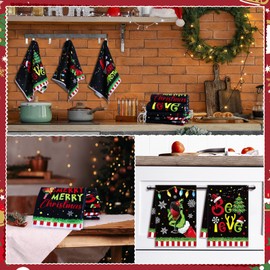 FuWeave 6 Pcs Christmas Kitchen Towels Lime Green Merry Christmas Winter Dish Towel 21 x 14 Inch Decorative Bathroom Hand Towel Absorbent Holiday Tea Towel Christmas Decor for Kitchen Farmhouse Gift