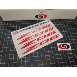 Z06 Decals (4pk) Corvette Racing 6" Accent Stickers C5Z C6Z C7Z C8Z LSX LTX (Gloss Red)