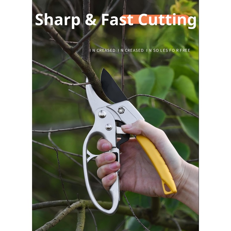 High-carbon steel blade garden shears, pruning scissors, ergonomic aluminum alloy