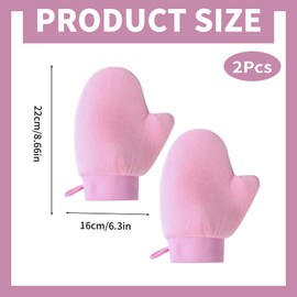2 PCS Self Tanning Mitt Applicator, Tanning Oil Quick Apply Glove, Body Lotion Applicator Glove, Double Sided Sunless Tanning Mittens, Reusable Applicator Mittens Tanner Gloves with Thumb (Pink)