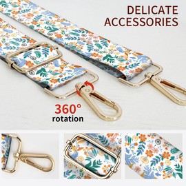 AIOGPD Purse Strap Replacement Crossbody, 3.8cm Wide Shoulder Strap Adjustable Replacement Belt Gold Buckle, Handbag Crossbody Bag Strap Colorful Luxury Flowers