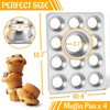 E-far 12-Cup Muffin Pan Set of 4, Stainless Steel Muffin