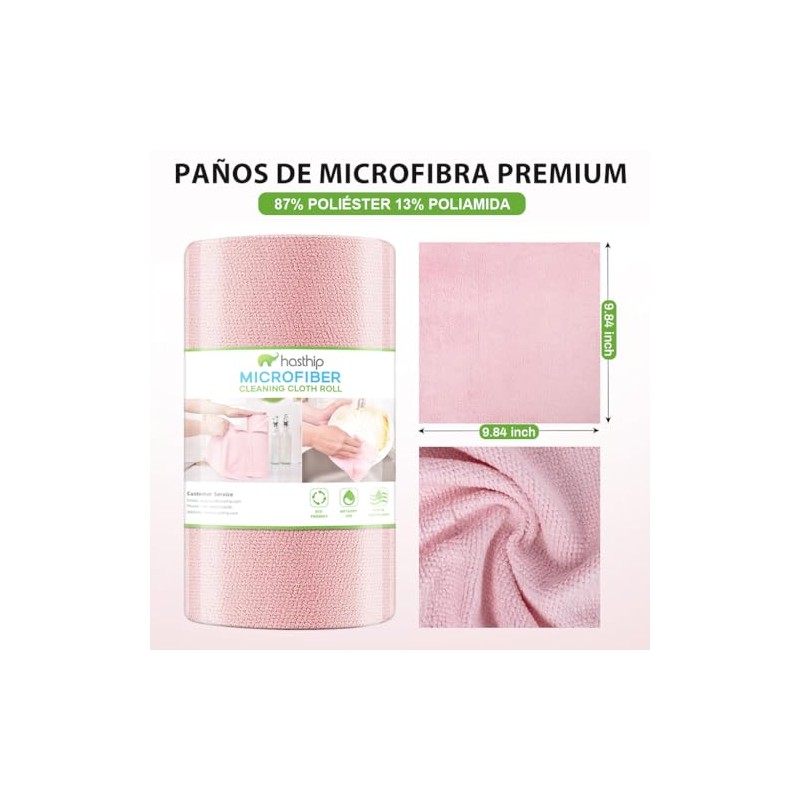 HASTHIP® Rollo de Toallas Microfibra, 50 Paños de Limpieza Reutilizables