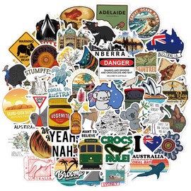 QTL Waterproof Vinyl Australia Stickers Pack Water Bottle Laptop Funny Stickers for Kids Teens Adults Party Supplies 50Pcs