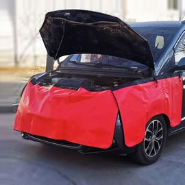 QUYDDC Thicker Fender Covers for Mechanic Mat Accessories with Strong Magnet and Hooks Convenient Fixation, Waterproof Synthetic Leather Resistant to Corrosion Anti Slip and Waterproof- Red Small