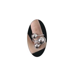 GIGB PBDK Layered Ball Statement Wrap Ring for Women Simple Chunky 14k Gold Round Balls Open Finger Rings Silver Thick Geometric Sctaking Rings (Silver)