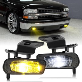 Luces antiniebla LED de repuesto compatibles con Chevy Silverado 1999-2002, Tahoe/Suburban 2000-2006, luces antiniebla de conducción con interruptor amarillo/blanco, Plug & Play, aprobado por DOT