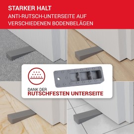 LouMaxx Door Wedge - Set of 3 Door Stopper Floor Grey - Non-Slip Rubber Door Wedge - High-Quality Door Stopper Wedge - Perfect for All Floors - Odourless Door Wedges - Door Stopper Rubber