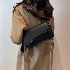 2025 Shoulder Bag for Women Y2K Trendy Purse Vegan Leather Hobo Handbags Clutch Saddle Bag with 2 Removable Strap - Black