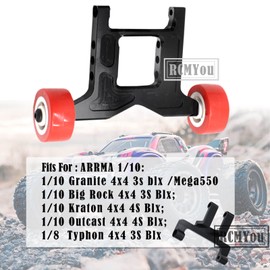 RC Wheelie Bar Upgrades Part for 1/10 Arrma Granite & Big Rock 4x4 3S Blx Mega550,Kraton & Outcast 4x4 4S Blx,1/8 Typhon 4x4 3S Blx,RCMYou Alloy Metal Hops Up Upgrades Part,Replace AR320403,Black