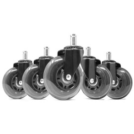 WEN CA305W 3-Inch Polyurethane Replacement Office Chair Swivel Caster Wheels, 5-Pack