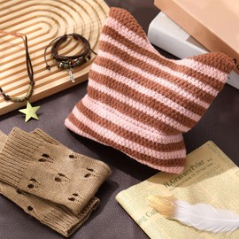 JaGely 4 Pcs Therian Grunge Emo Accessories for Women Cat Beanie Fairy Ripped Gloves Y2k Necklace Fairycore Bracelets Jewelry(Pink)